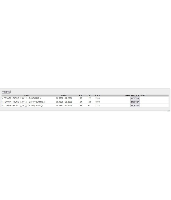 BRACCIO OSCILLANTE ANTERIORE DX PER TOYOTA PICNIC 2.0 2.0 16V 2.2 D 96--01