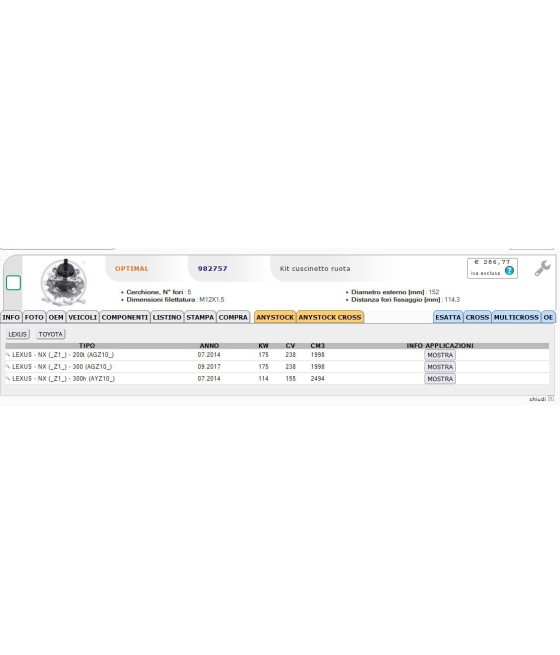 CUSCINETTO MOZZO RUOTA POSTERIORE PER LEXUS NX 2.0 2.5 RAV 4 III IV 2.0 2.2 2.4