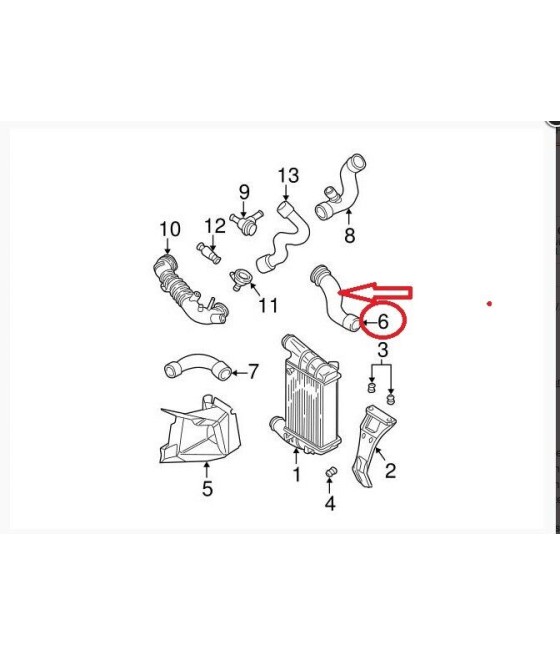 MANICOTTO TUBO SUPERIORE INTERCOOLER PER AUDI A3 A4 A5 A6 Q3 Q5 IBIZA FABIA VW
