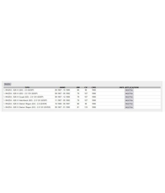 POMPA ALIMENTAZIONE BENZINA PER MAZDA 626 III 2.0 2.0 12V