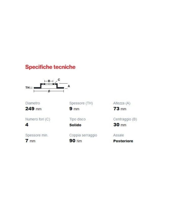 18130 DISCO FRENO POSTERIORE PER CITROEN C4 II DS4 PEUGEOT 308