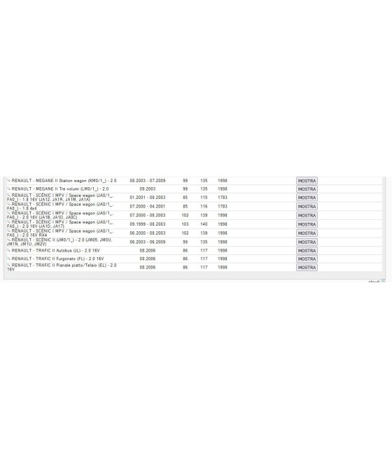 GUARNIZIONE COLLETTORE ASPIRAZIONE PER OPEL VIVARO LAGUNA MEGANE TARFIC 2.0 16V