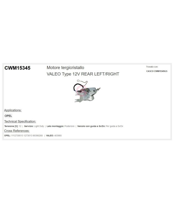 MOTORINO TERGILUNOTTO POSTERIORE PER PEUGEOT 206 98-13 VALEO
