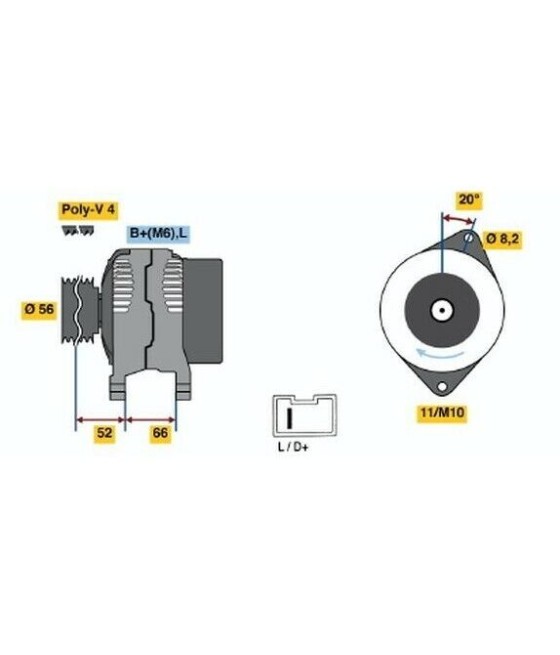 ALTERNATORE GENERATORE 14V 80A PER CITROEN BX PEUGEOT 205 309 405 HORIZON