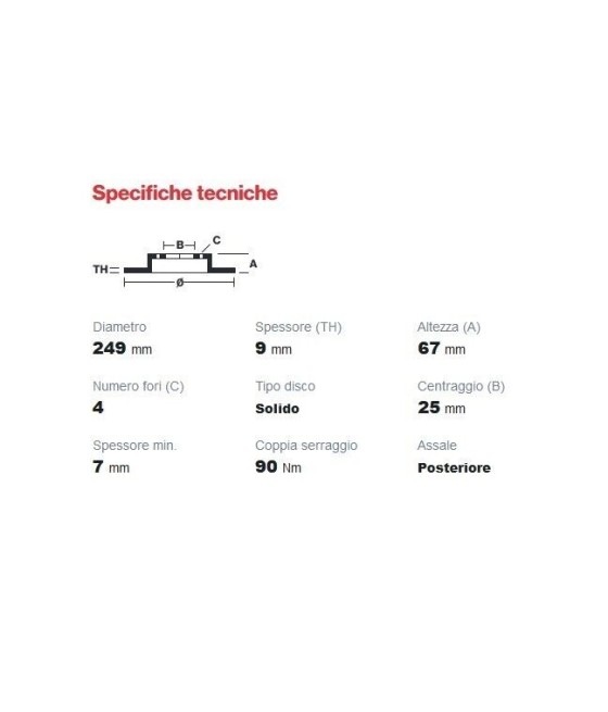 17631C DISCO FRENO POSTERIORE PER CITROEN C4 I II PEUGEOT 307