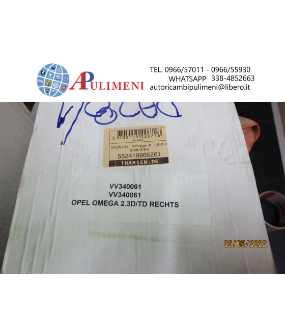 VV3461 MOLLA AMMORTIZZATORE POSTERIORE PER OPEL OMEGA 2.3 D TD