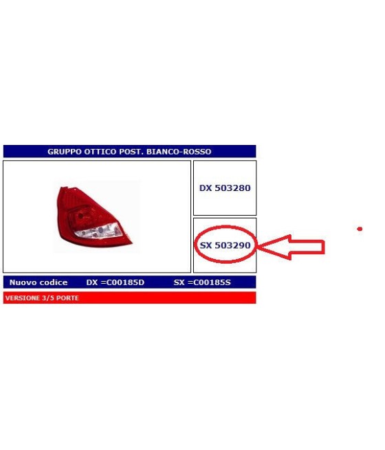 503290 FANALE POSTERIORE SX...