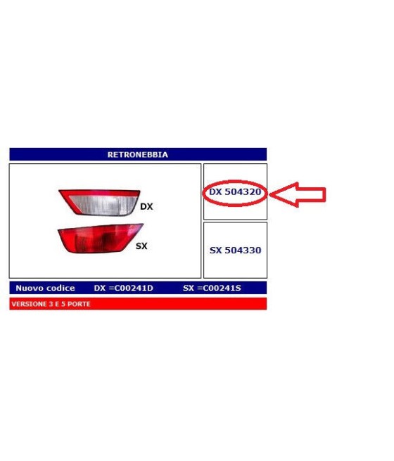 504320 FANALE RETROMARCIA...