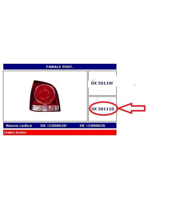 501110 FANALE POSTERIORE SX...