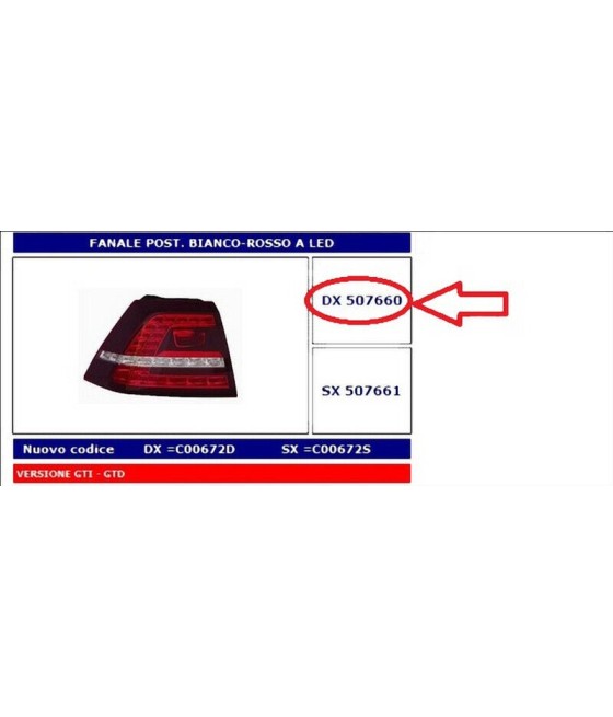 507660 FANALE POSTERIORE DX...