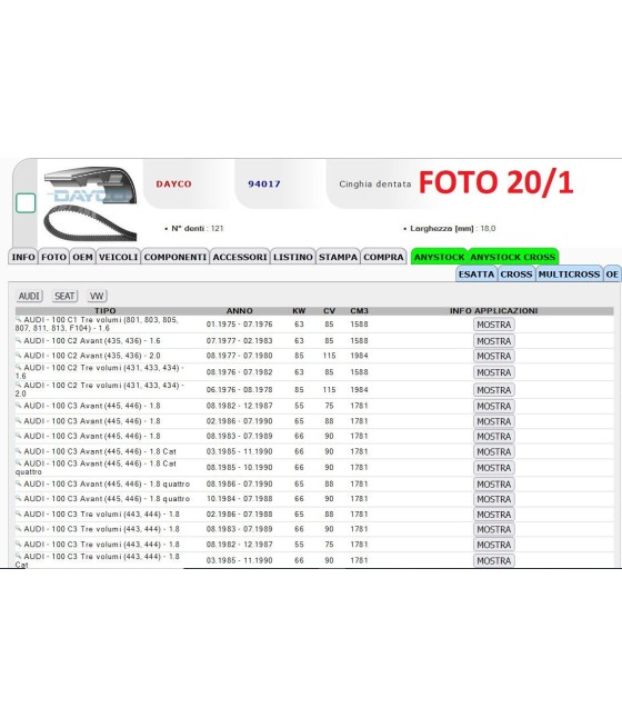121RX180 94017 CINGHIA...