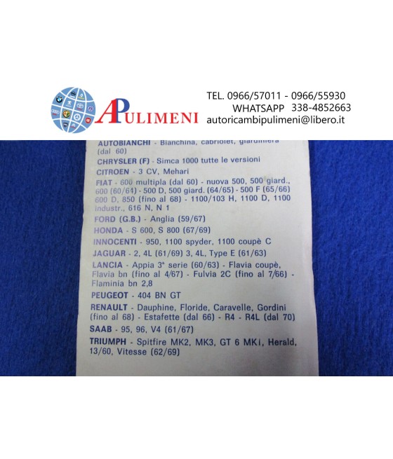 COPPIA SPAZZOLE TERGICRISTALLO ACCIAIO FIAT 500 D 600 D 1100 103 D APPIA 3° S.