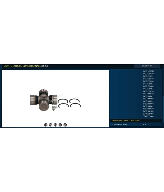 CROCIERA CARDANICA 29X77 PER ISUZU OPEL TOYOTA