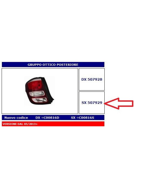 507929 FANALE POSTERIORE SX...