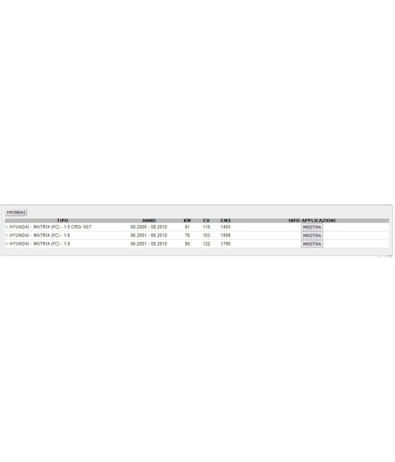 BRACCIO OSCILLANTE POSTERIORE DX SX PER HYUNDAI MATRIX 1.5 CRDi 1.6 1.8