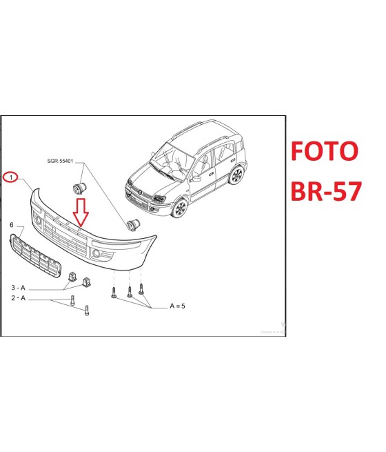 PARAURTI ANTERIORE NERO FENDI/CLIMA FIAT PANDA 169 03-11 DYNAMIC TREKKING