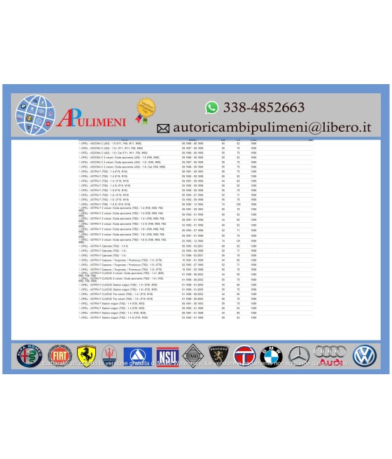 KIT CINGHIA DENTATA DISTRIBUZIONE DAEWOO OPEL KADETT VECTRA ASTRA 1.3 1.4