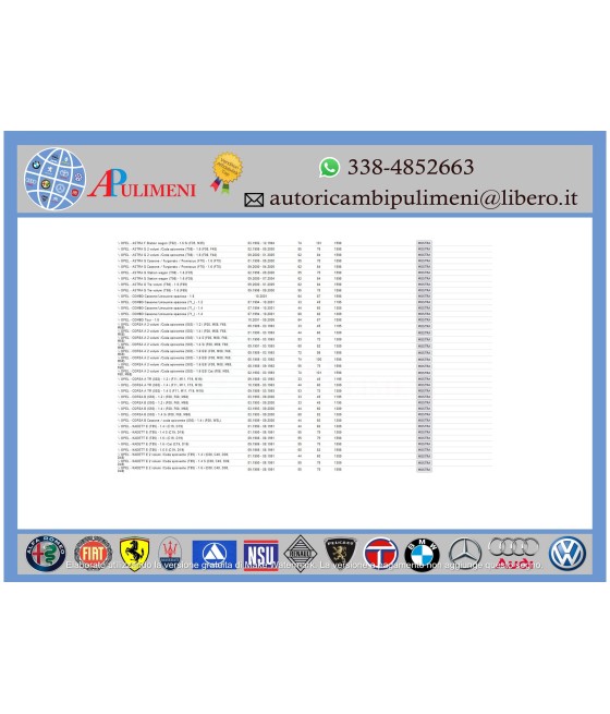 KIT CINGHIA DENTATA DISTRIBUZIONE DAEWOO OPEL KADETT VECTRA ASTRA 1.3 1.4