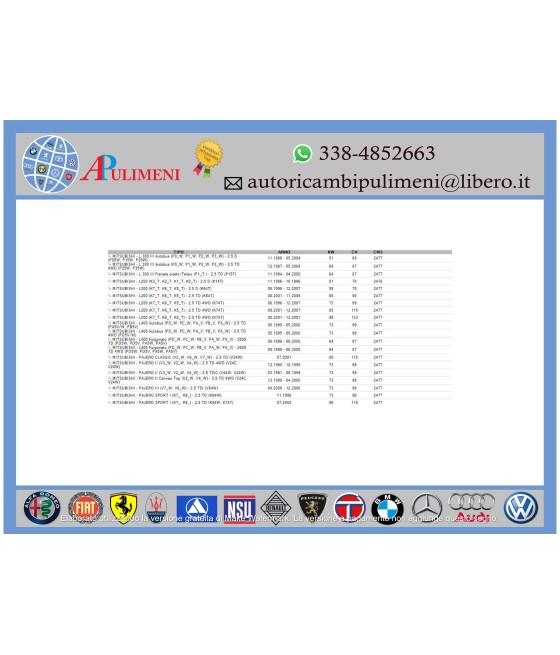 KIT CINGHIA DENTATA DISTRIBUZIONE GALLOPER H-1 MITSUBISHI L200 L300 PAJERO 2.5 D