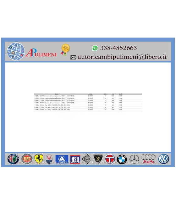 KIT CINGHIA DENTATA DISTRIBUZIONE GIULIETTA MITO 500 L DOBLO TIPO ESCORT ORION