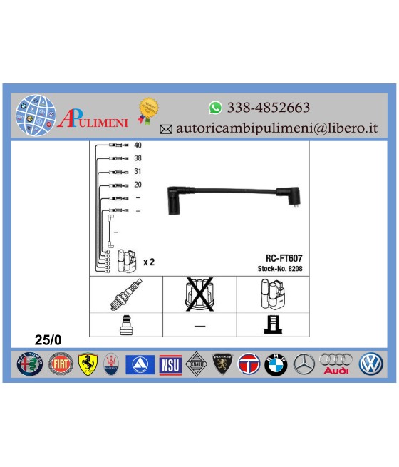 8208 KIT CAVI CANDELE FIAT...