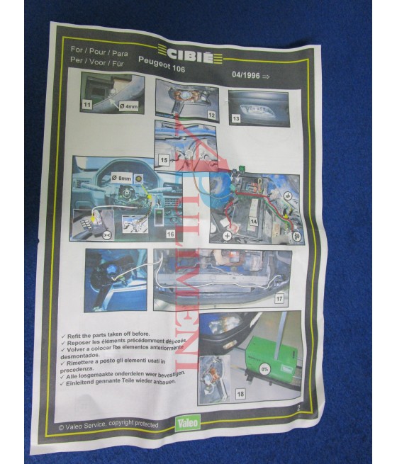 088349 KIT FARI FENDINEBBIA C/CABLAGGIO PEUGEOT 106 04/96- VALEO CIBIE'