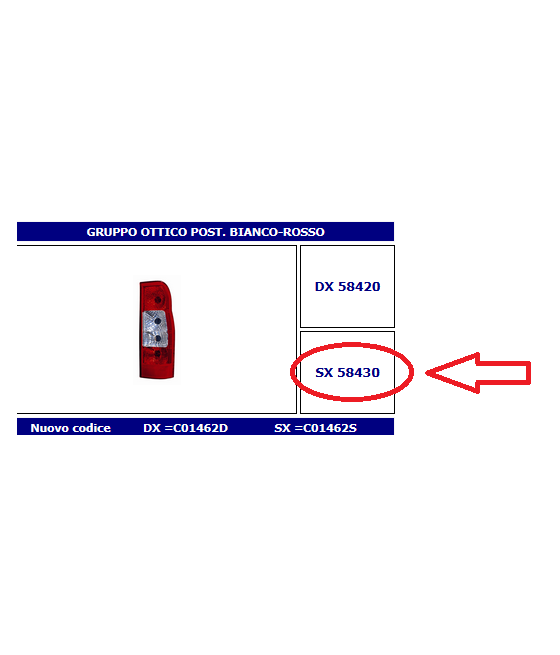 58430 FANALE POSTERIORE SX...