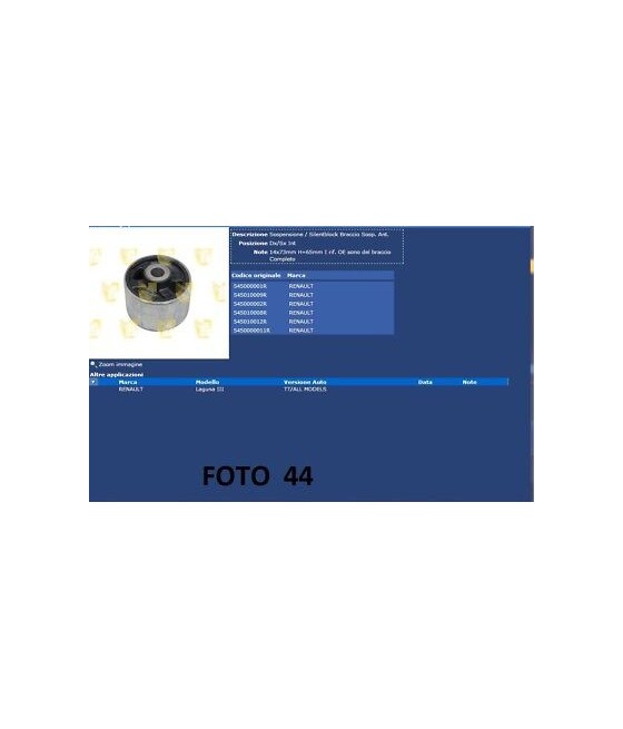 SB13802 SUPPORTO/SILENTBLOC BRACCIO SOSPENSIONE ANTERIORE RENAULT LAGUNA III