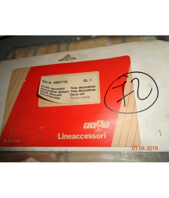 KIT BANDE ADESIVE FIANCATA DX/SX ABBELLIMENTO FIAT CINQUECENTO UK ARANCIONE/GRIG