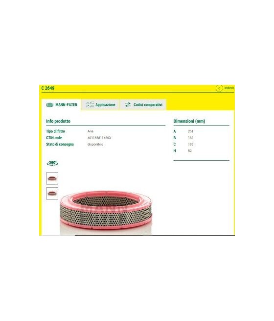 FILTRO ARIA BMW E10 1502...