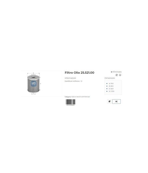 FILTRO OLIO LAND ROVER 88...