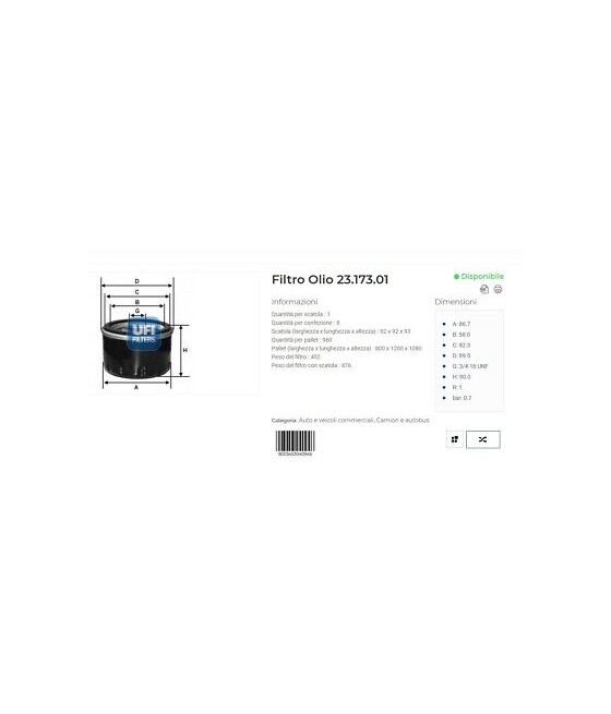 FILTRO OLIO CITROEN BX X15...