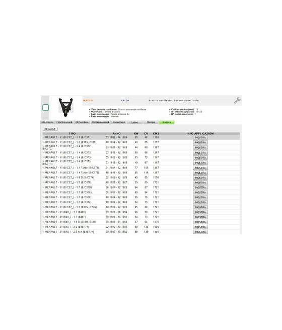BRACCIO OSCILLANTE SOSPENSIONE ANTERIORE INFERIORE DX RENAULT R9-R11-R21