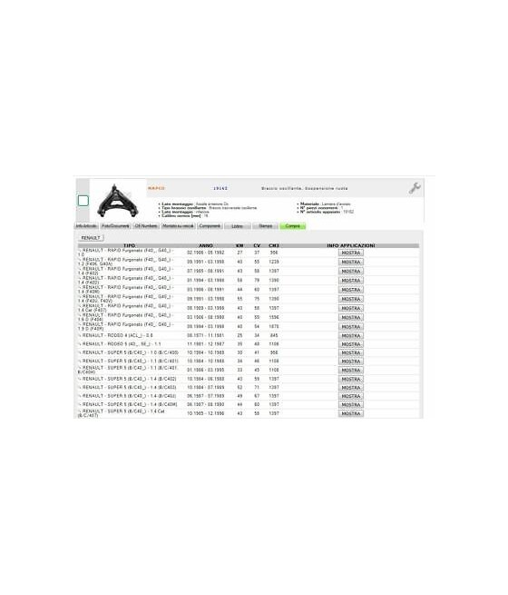BRACCIO OSCILLANTE SOSPENSIONE ANTERIORE INFERIORE DX RENAULT SUPER 5-EXPRESS