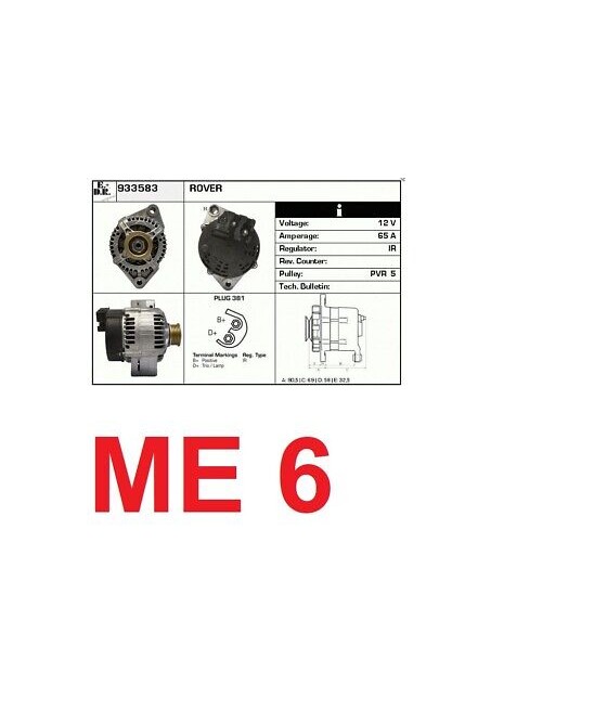 ALTERNATORE 12V 65A MG ZR...