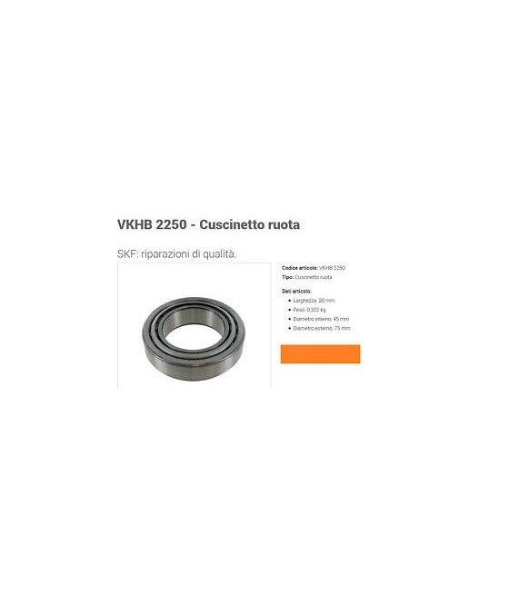 CUSCINETTO RUOTA ANTERIORE ( 44,84X75X21,30 ) FIAT/OM/IVECO EUROCARGO
