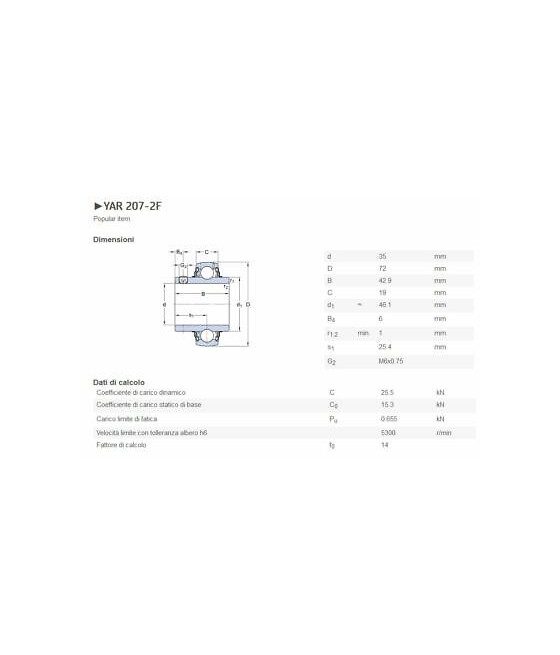 630307B YAR 207-2F CUSCINETTO PER ALLOGGIAMENTO TENUTA 35X72X42,9 SKF