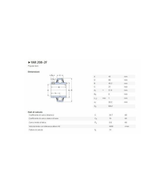 630308B YAR 208-2F CUSCINETTO PER ALLOGGIAMENTO TENUTA 40X80X49,2 SKF