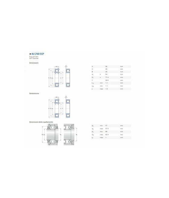 NJ210ECP CUSCINETTO A RULLI CILINDRICI A UNA CORONA 50X90X20 SKF
