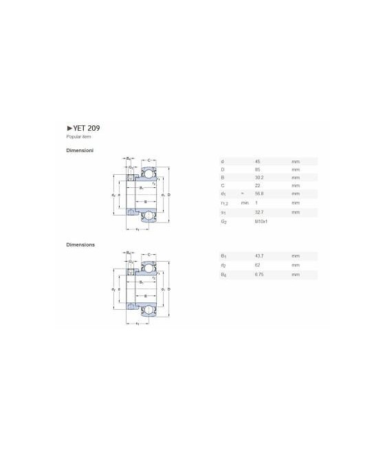 YET209 CUSCINETTO Y 45X85X30,2 SKF