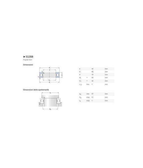 51208A CUSCINETTO ASSIALE A SFERE 40X68X19 SKF