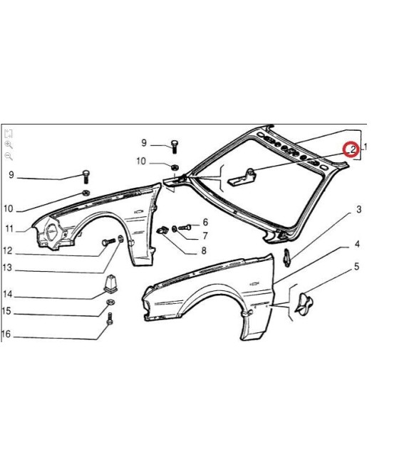 82393204 CERNIERA DESTRA INFERIORE COFANO ANTERIORE FIAT CROMA LANCIA THEMA