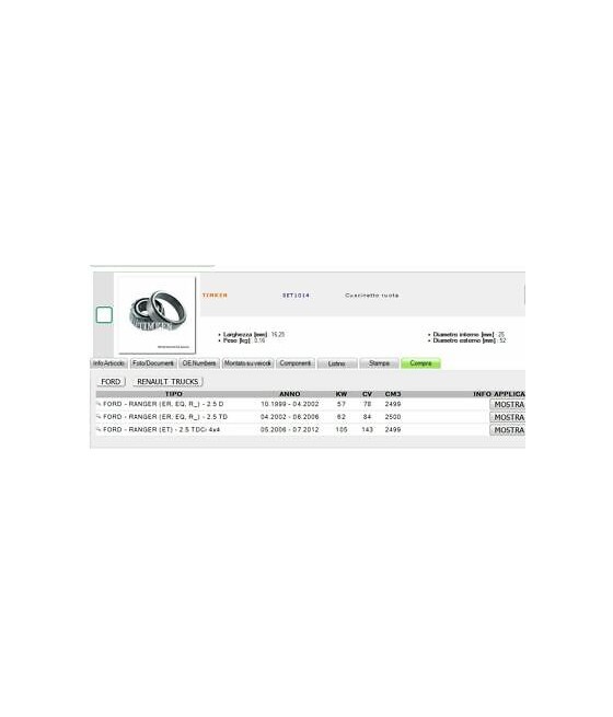30205 CUSCINETTO A RULLI CONICI 25X52X16.25 TIMKEN