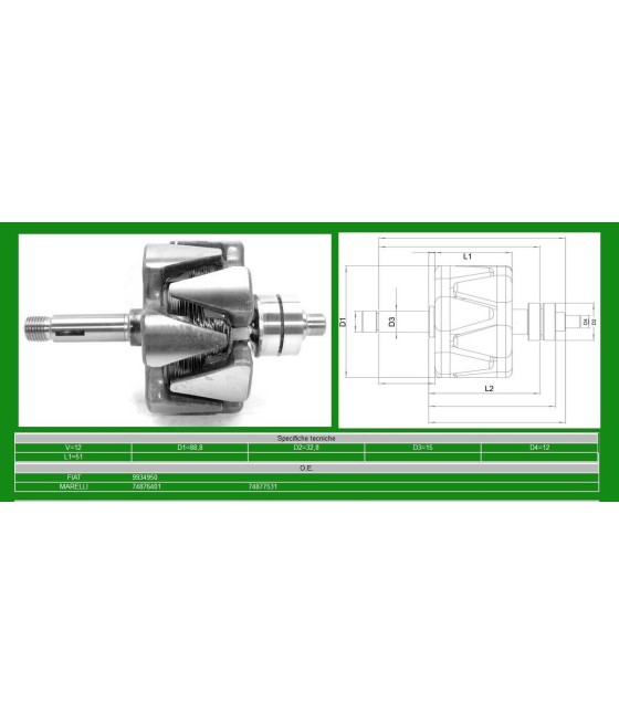 9934950 ROTORE ELETTRICO ALTERNATORE FIAT RITMO PANDA