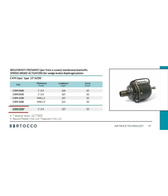C494 5190 BIELEMENTO FRENANTE IVECO BERTOCCO