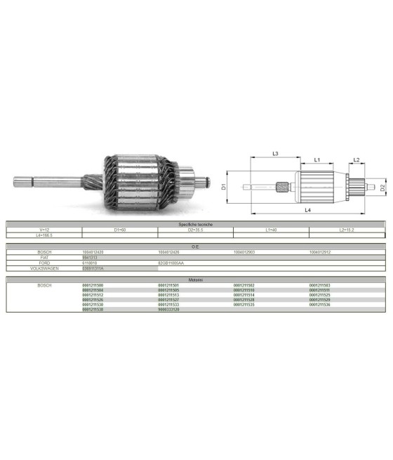 1004012903 9941313 IM199 INDOTTO MOTORINO AVVIAMENTO 12V FIAT FORD VOLKSWAGEN