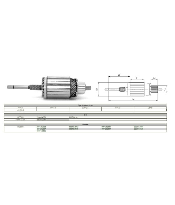 2004004071 INDOTTO MOTORINO AVVIAMENTO 12V MERCEDES W114 W115 200 200 D 220 D