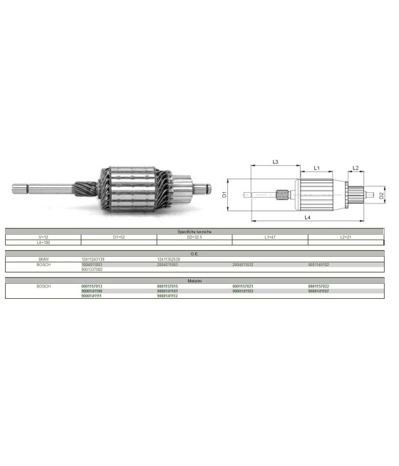 MT100172 2004011021 INDOTTO MOTORINO AVVIAMENTO 12V OPEL GT 1100 KADETT B C SIOM