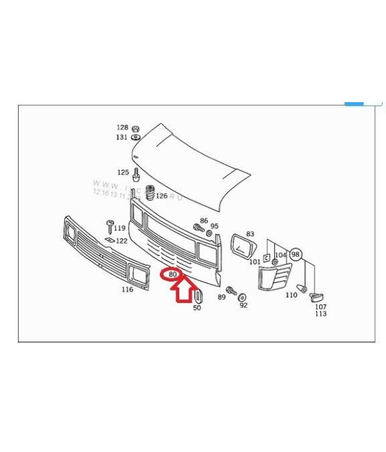 OSSATURA GRIGLIA FRONTALE MERCEDES T1 BUS W601 W602 207 208 D 410 77-96 ORIGINAL