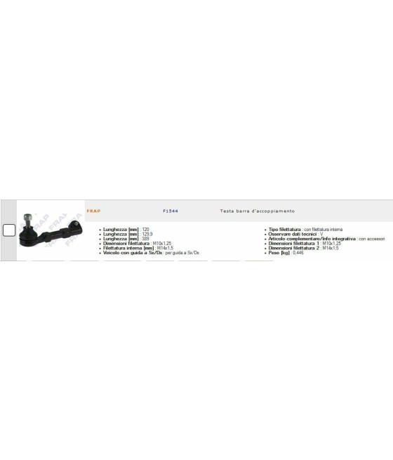 22216 7701476761 TESTINA SCATOLA STERZO DX RENAULT CLIO I